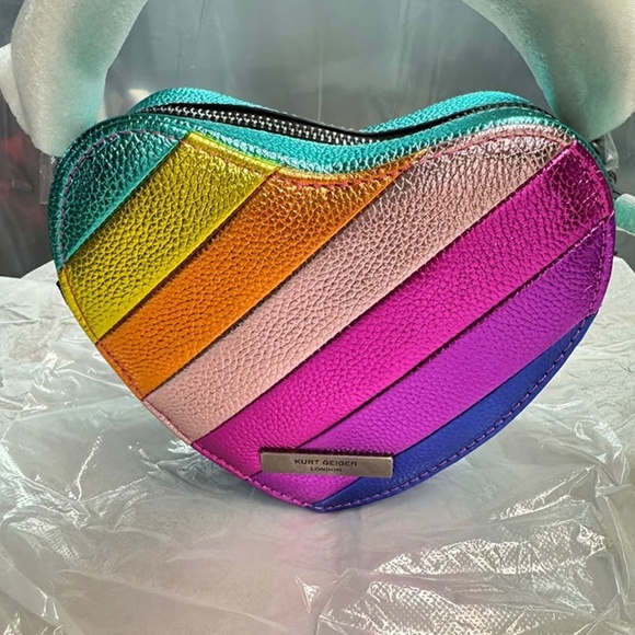 Kurt Geiger London Kensington Rainbow Leather Heart Crossbody Bag - Picture 8 of 8